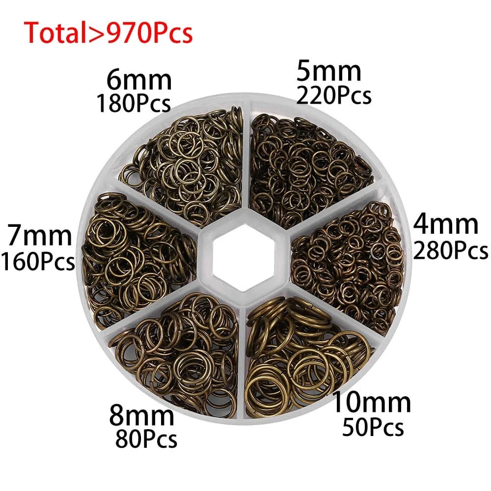 Set da 970 Pezzi di Connettori ad Anello Aperto Misti, Accessori Fai da Te per Creazione di Anelli e Orecchini, Forniture per Artigianato