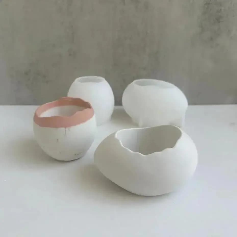 Stampo in silicone fatto a mano a forma di uovo per vaso di fiori, stampo per portacandele a guscio d'uovo, stampo per piante grasse, accessorio in cemento