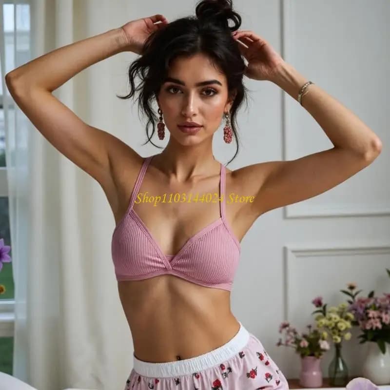 Bralette da allenamento per ragazze con design wireless in tessuto traspirante N5KE in cotone