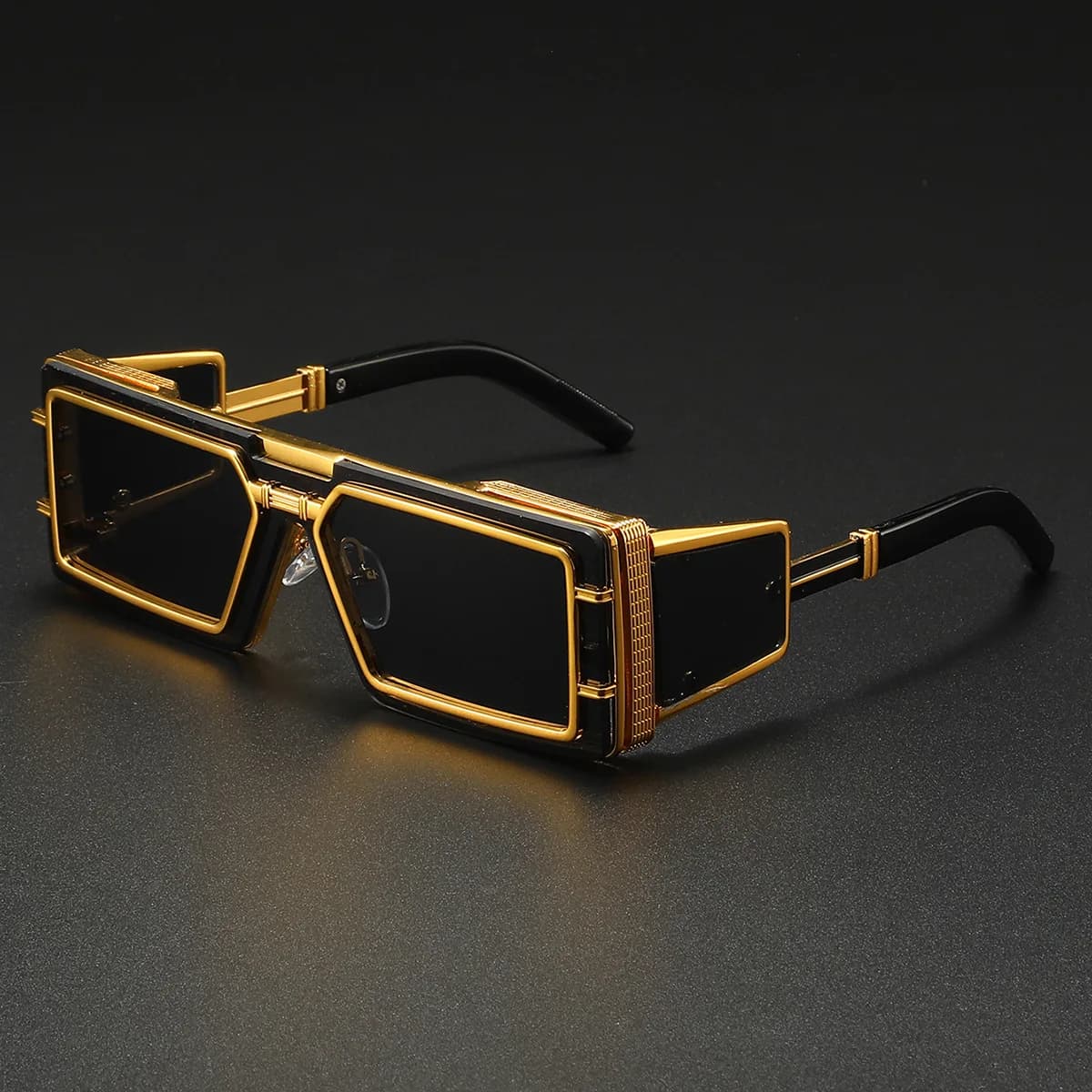 Men's punk sunglasses Square sunglasses Designer T-show Party glasses Fashion unisex Luxury tone in heavy metal