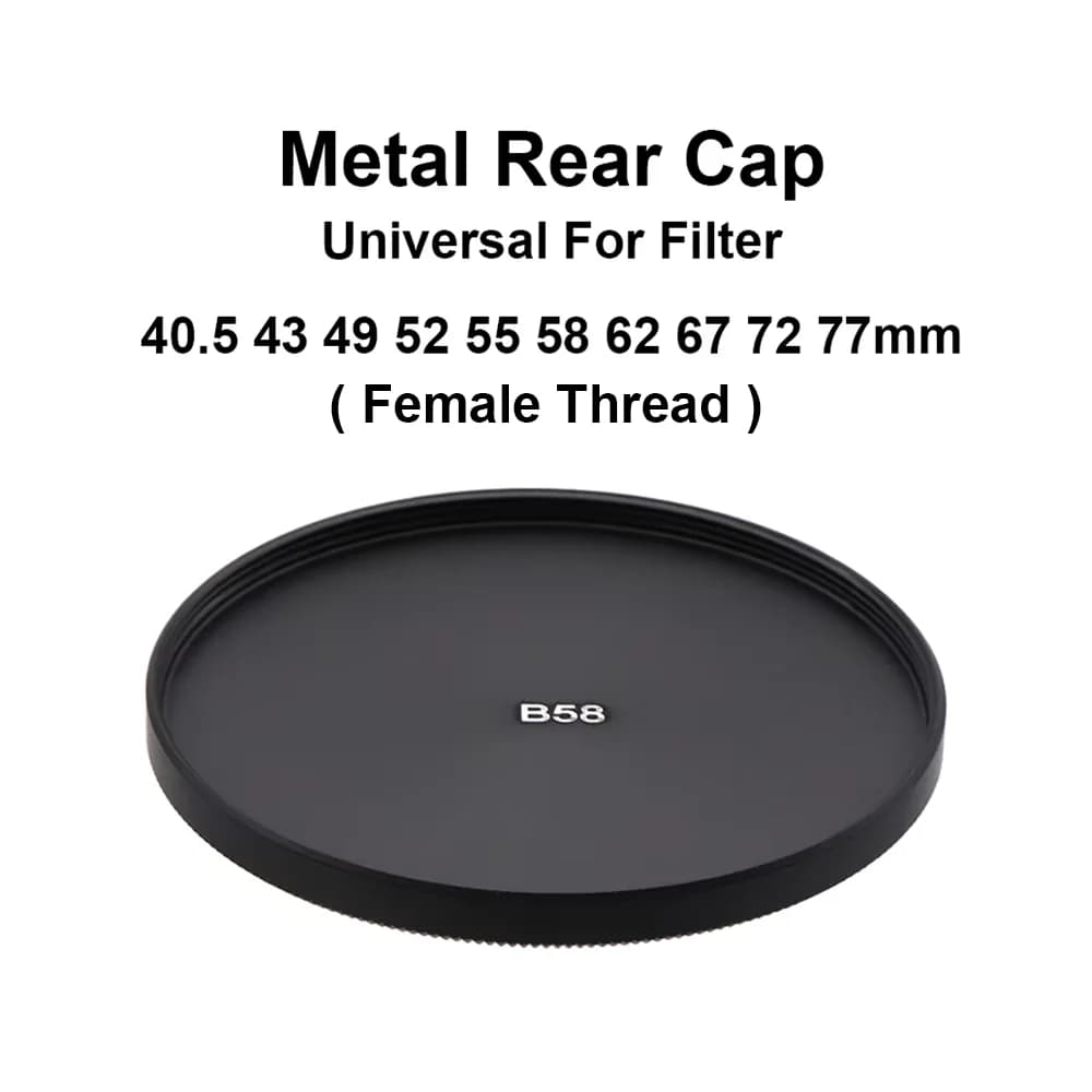 Metal Female Thread Lens Filter Rear Cap Cover Lid Aluminum Alloy Universal 40.5mm 43mm 49mm 52mm 55mm 58mm 62mm 67mm 72mm 77mm