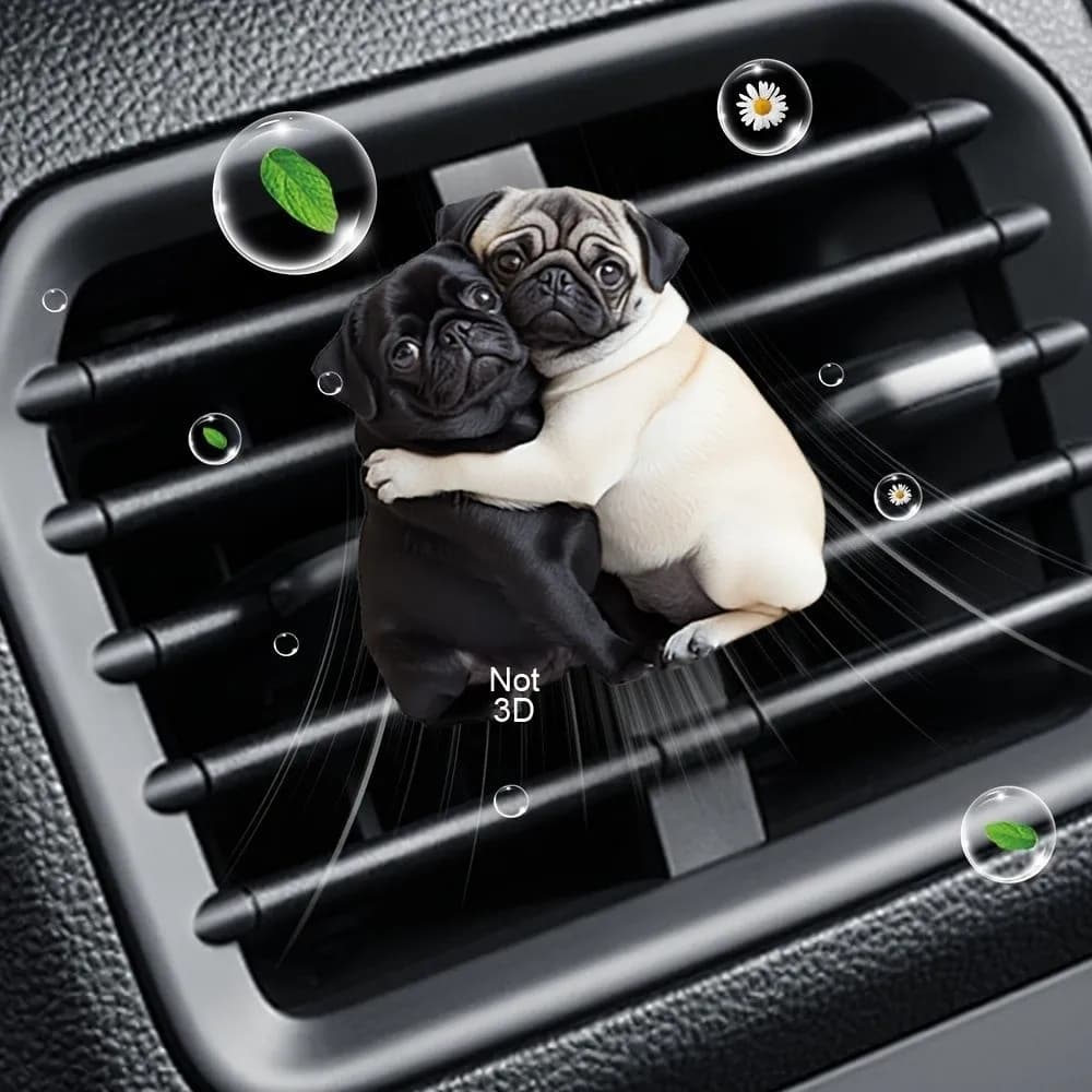 Car Deodorant Car Cute Pug Fresh Perfume Diffuser Long-Term Acrylic Fragrance Diffuser 2D Amusing Style