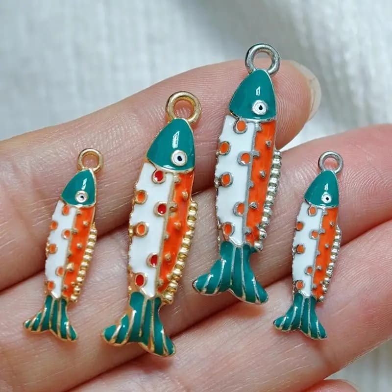 2Pcs Retro Enamel Fish Charms, Bright Colored Pendants for DIY Jewelry Craft Necklace Bracelet Handmade Gifts Making