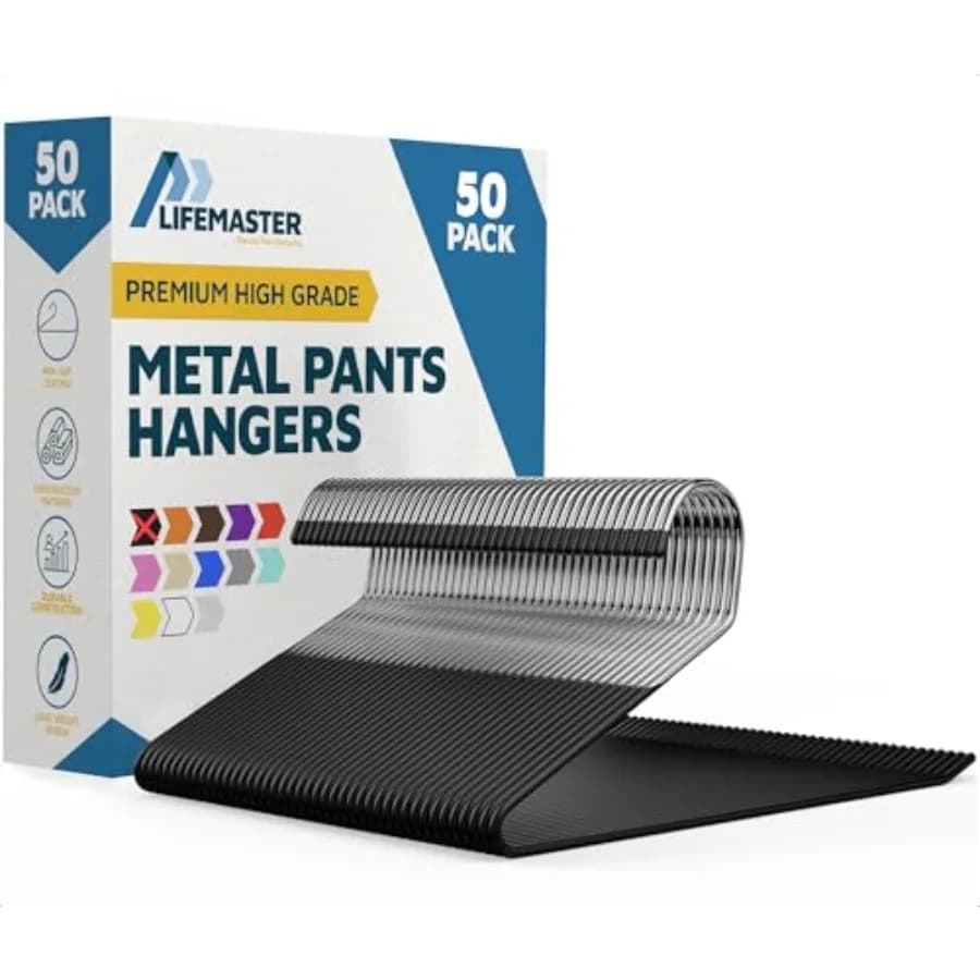 Set di 50 Eleganti Appendiabiti in Metallo Antiscivolo Salvaspazio per Pantaloni, Jeans e Coperte con Ru