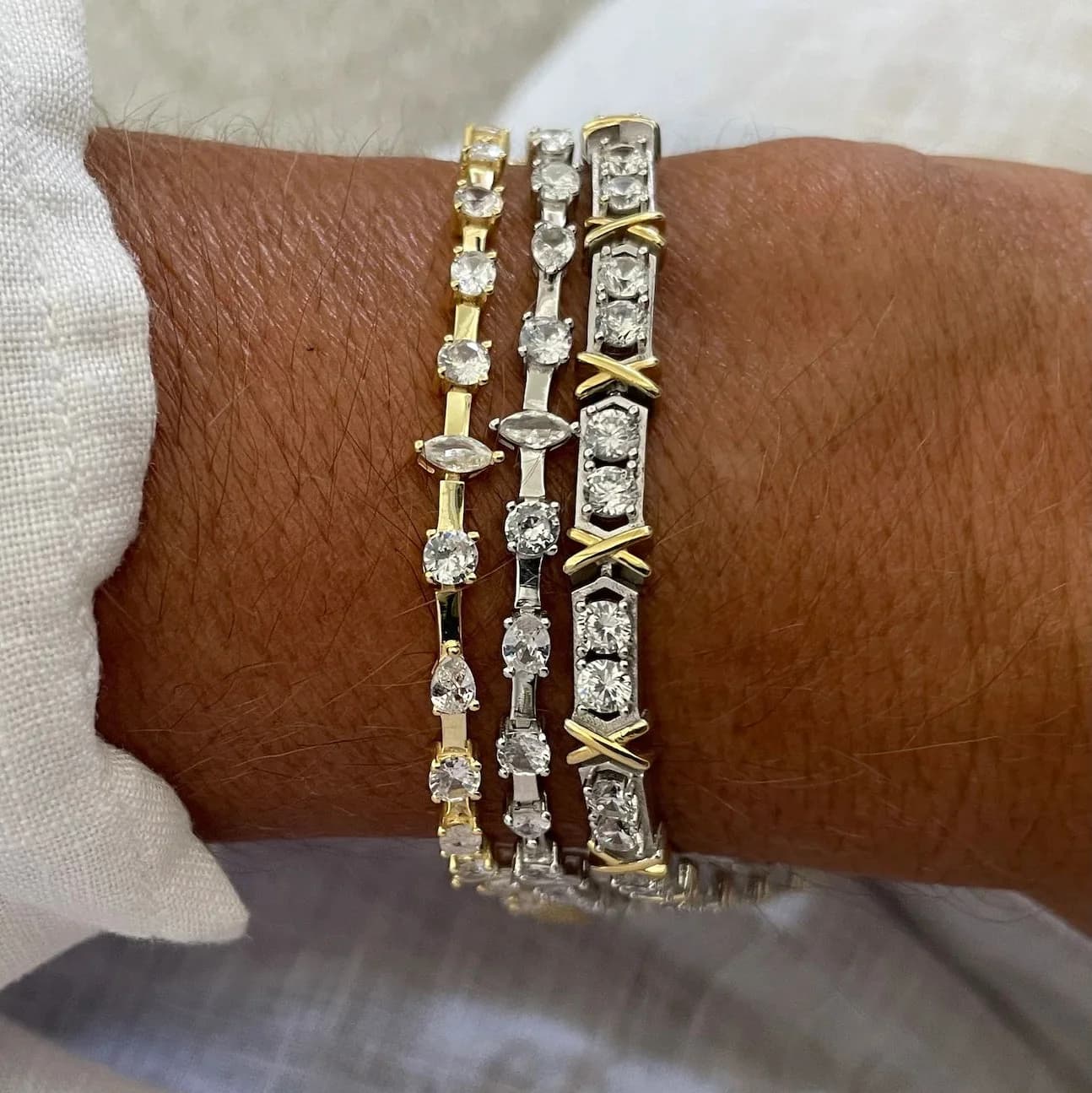 2025 nuovi gioielli alla moda da donna color oro varie forme ovale Marquise rotonda a goccia 5A Sparking CZ braccialetto da tennis