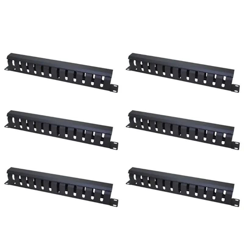 AYHF 6X 1U Gestione Cavi Orizzontale per Rack Server da 19 Pollici, Organizzatore di Cavi a 12 Slot in Metallo con Copertura