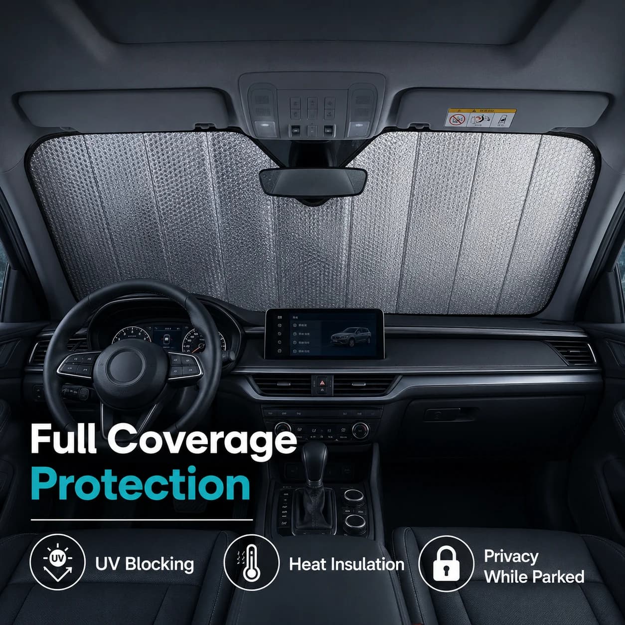 1pcs Car Windshield Sun Visor Laser Reflective Heat Blocking Sunshade UV Protection for SUV Truck