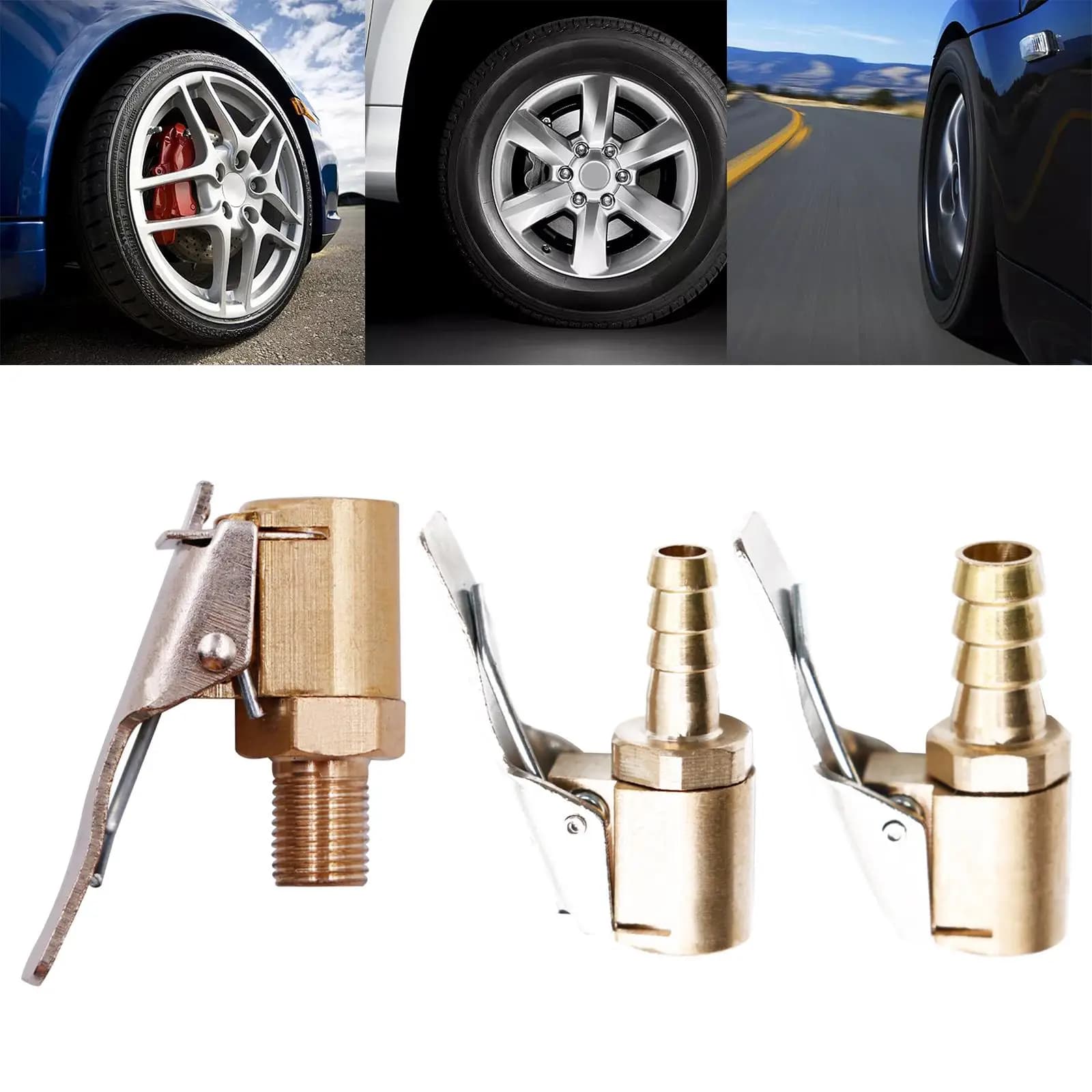 Adattatore per Pneumatici con Clip, Connettore per Pompa d'Aria Resistente per Pneumatici di Auto, Moto e Biciclette