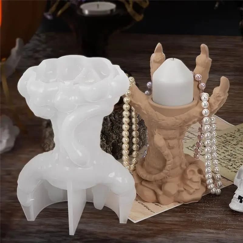 A98E-3D Dragon Claw Silicone Mold, Demon· Ghost Hand Resin Clay Candlestick Casting Mould For Resin Candle Mold