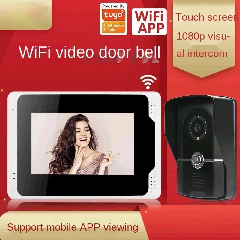 Videocitofono con impronta digitale/password/APP Tuya Sblocco remoto, monitor video, citofono, multilingue, Wifi Smart Video Do
