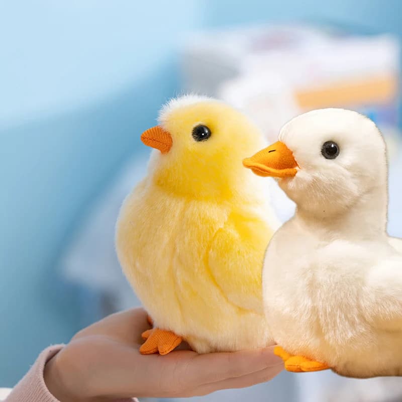 Peluche Realistico Carino, Giocattolo Animale Miniatura, Pulcino e Paperella Imbottiti, Peluche Kawaii Giallo e Bianco per Decorazione Casa