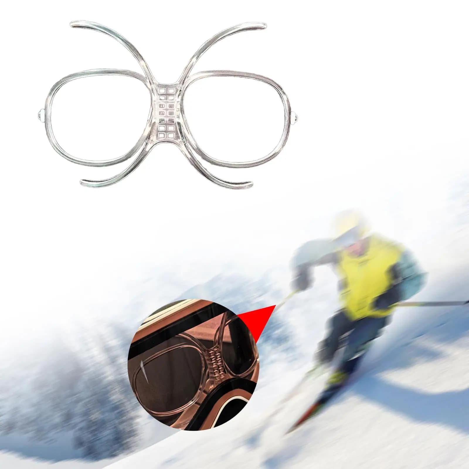 Adattatore per occhiali da sci, telaio interno leggero, trasparente e portatile, per moto, sport, snowboard, uomo, donna, motocross