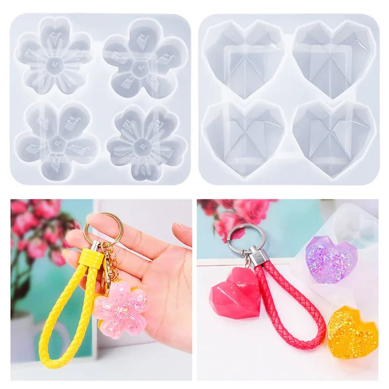 Crystal Resin Mould DIY Keychain Silicone Molds Christmas Heart-shaped Cherry Blossom Star Moon Pendant Earrings Halloween Mold