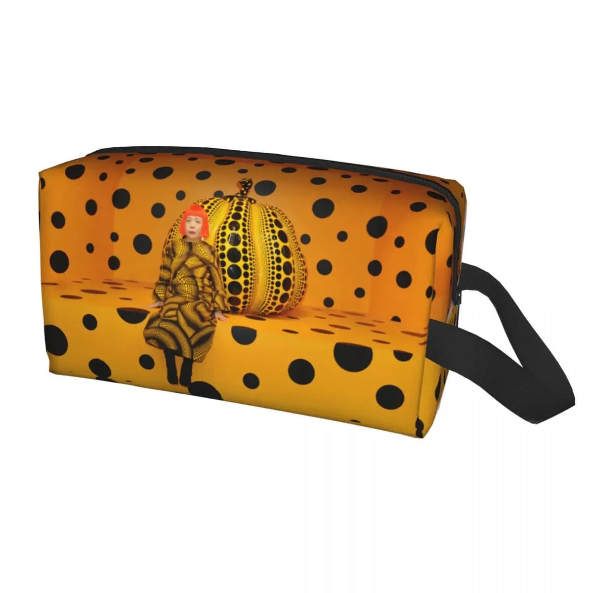 Borsa cosmetica da viaggio personalizzata Yayoi Kusama Pumpkin per donna, arte astratta, trucco, articoli da toeletta, kit Dopp per riporre la bellezza delle signore