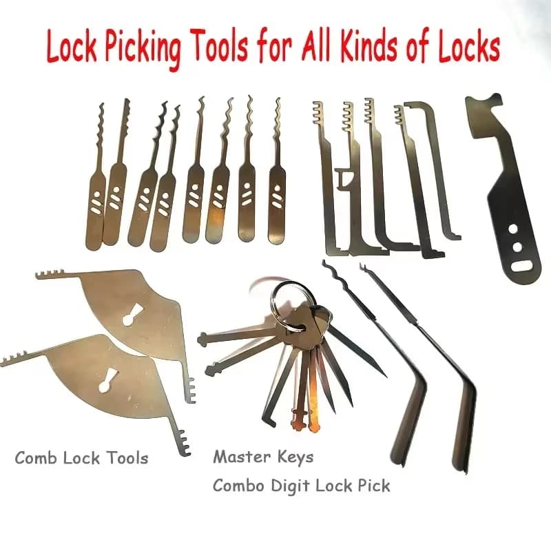 Multiutensile Porta Riparazione Pettine Strumento Bypass Lockpicks fabbro Strumenti EDC Master Lock per tutte le serrature Master Combo Lock Set di manutenzione