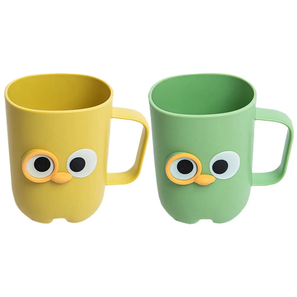 2Pcs Cartoon Toothbrush Cups Bathroom Storage Cup for Toothbrush Holder Mouthwash Rinse Mug Makeup Brush Organizer Modern PP