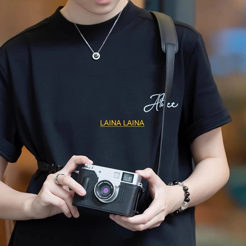 Custodia per fotocamera in vera pelle bovina con impugnatura e base per Fuji Fujifilm X-Half, accessorio protettivo
