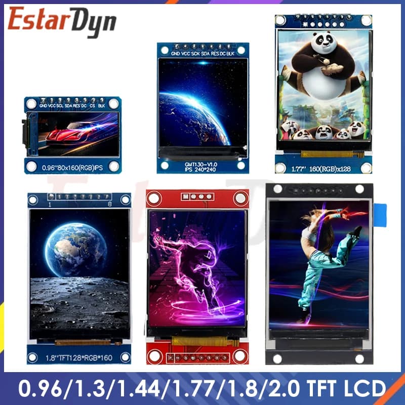 TFT display 0.96/1.3/1.44/1.77/1.8/2.0 inch IPS 7P SPI HD 65K TFT color LCD module ST7735 Drive for Arduino