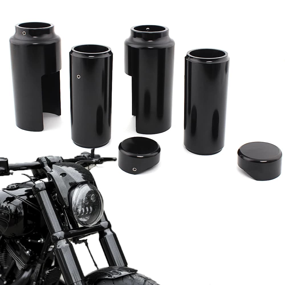 Moto Gloss Nero Anteriore Superiore Inferiore Forcella Copertura Kit Tubo Cap Set Per Harley Softail Breakout FXBR FXBRS 2018-2020 2021 2022