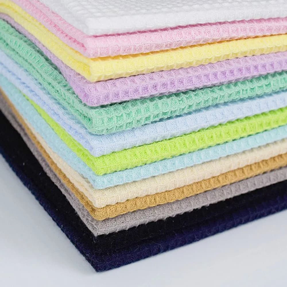 Tessuto lavorato a maglia di cotone poliestere con motivo waffle in tinta unita per cucire divano coperta federa cuscino asciugamano materiali artigianali panno fai da te