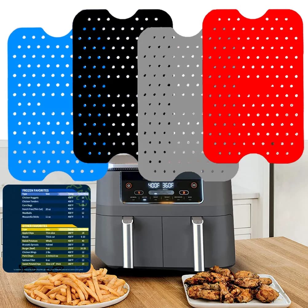 2 Pieces Silicone Carpets for Air Fryer, Reusable, Heat Resistant, Non-Deformable, Oven Mats, Kitchen Accessories, Dishwasher Washables, Heat Uniform Distribution