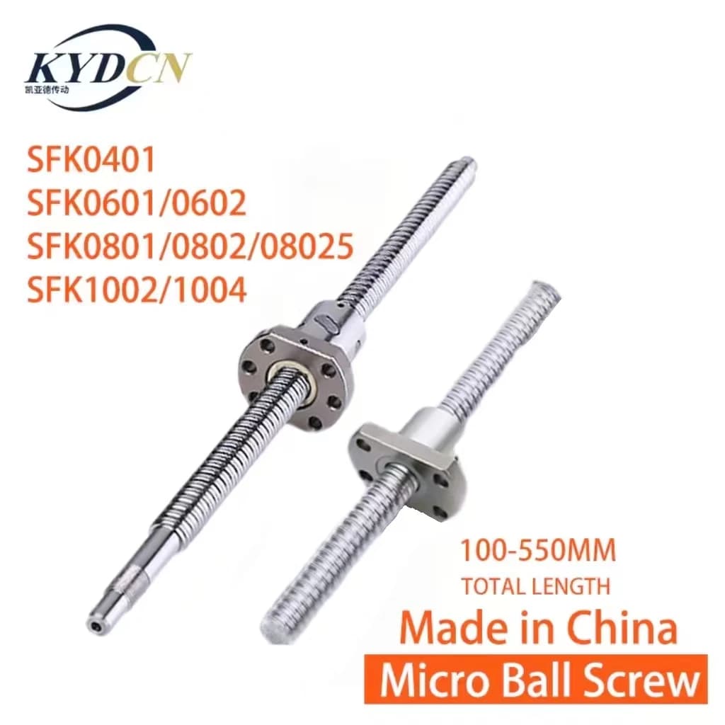 C7 SFK Miniature Ball Screw with Flange Nut Small Diameter Shaft for CNC 3D Printer 0401 0601 0602 0801 0802 0802.5 1002 1004