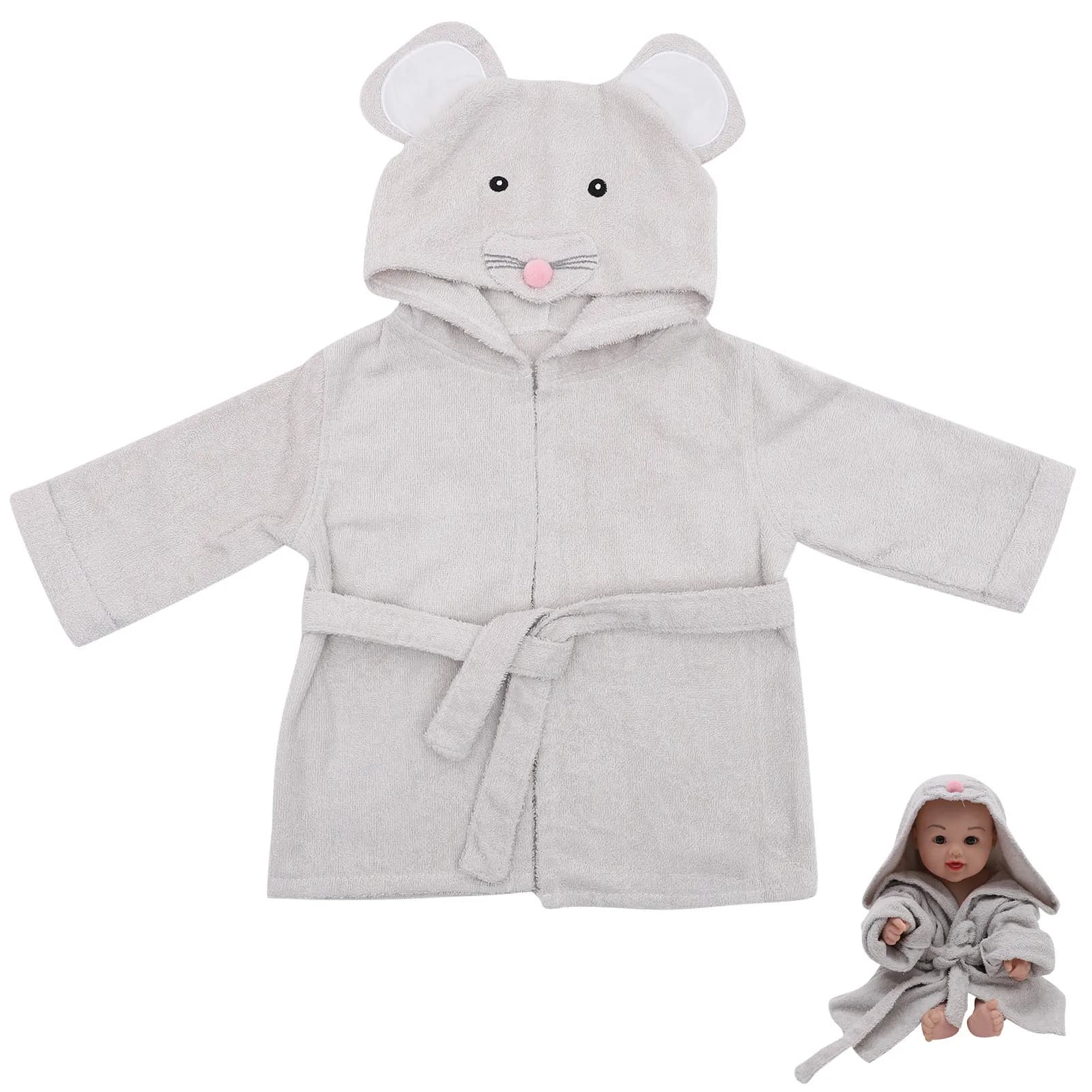Cotton Baby Hooded Robe Adorable Cartoon Design Gentle on Skin Fast Drying Infant Bathrobe for Boys Girls Baby Shower Baptism