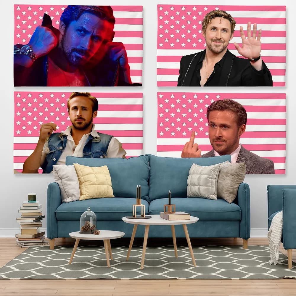 Funny Ryan Gosling Actor Flag Tapestry Outdoor Party Bedroom Living Room Dormitory Decorative Themed Wall Hanging Banner Gift