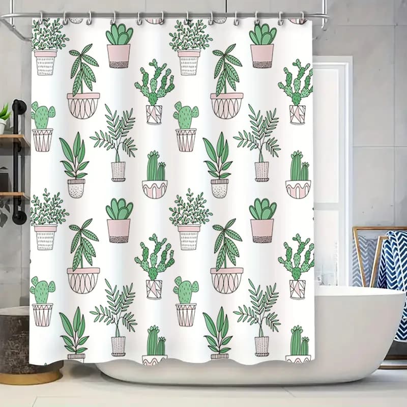 Tenda da doccia stampata con piante Poliestere Impermeabile Lavabile Decorazioni per la casa Set di accessori per il bagno per cucina Bagno Interno fuori