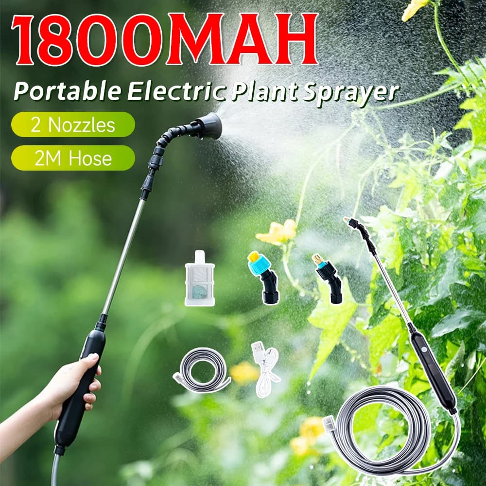 1800 mAh plant sprayer Rechargeable portable water sprayer with telescopic rod Sprayer for plants with 2 m pipe for garden lawn