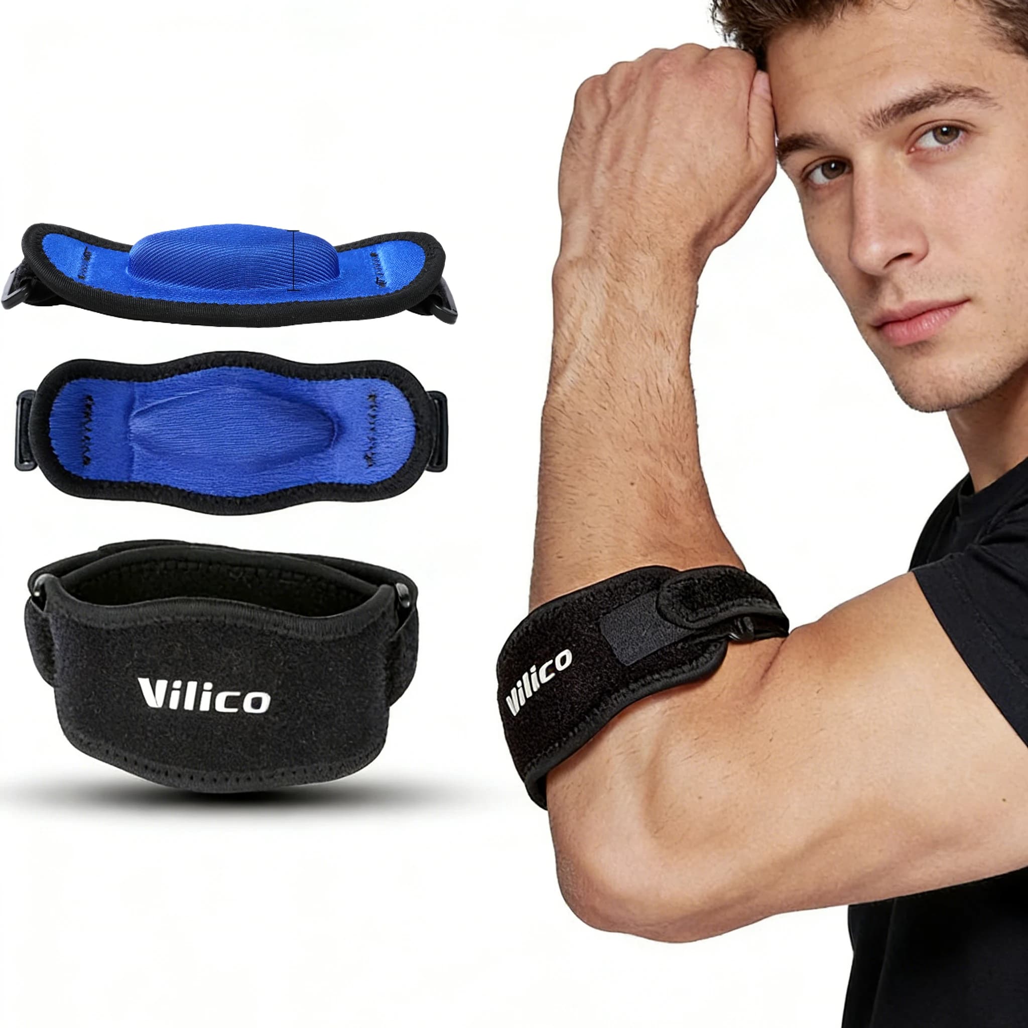 Fascia di Protezione per Gomito, Supporto Morbido per Gomito e Ginocchio, per Basket, Tennis, Badminton, Epicondilite