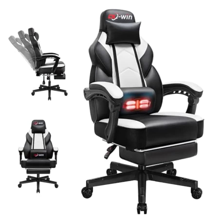 Sedia da Gaming per Adulti, Sedia da Computer con Poggiapiedi ed Ergonomica, Sedia da Gamer Grande e Alta con Massaggio Lombare