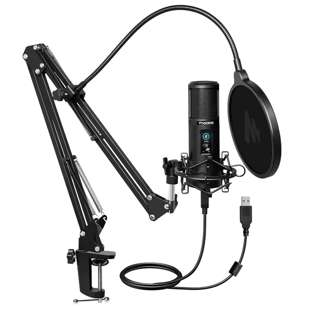 MAONO Professional USB Microphone Studio Mic with Mic Gain Knob and One-Touch Mute Podcasting Gaming Microphones