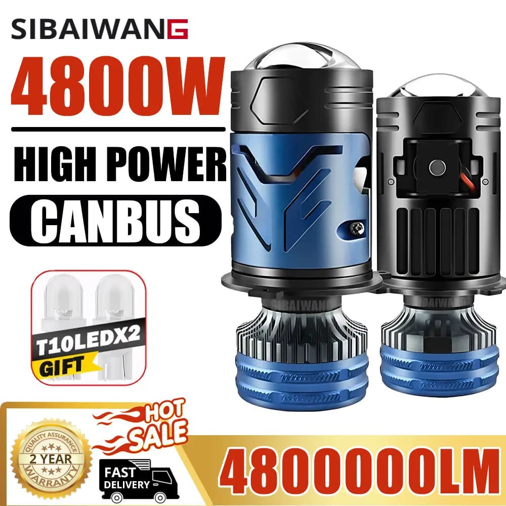 Auto H4 Lente LED Faro Canbus 4800W Hi/Lo Moto h4 led Faro Automobili Led Turbo fan fendinebbia 12V Plug and Play