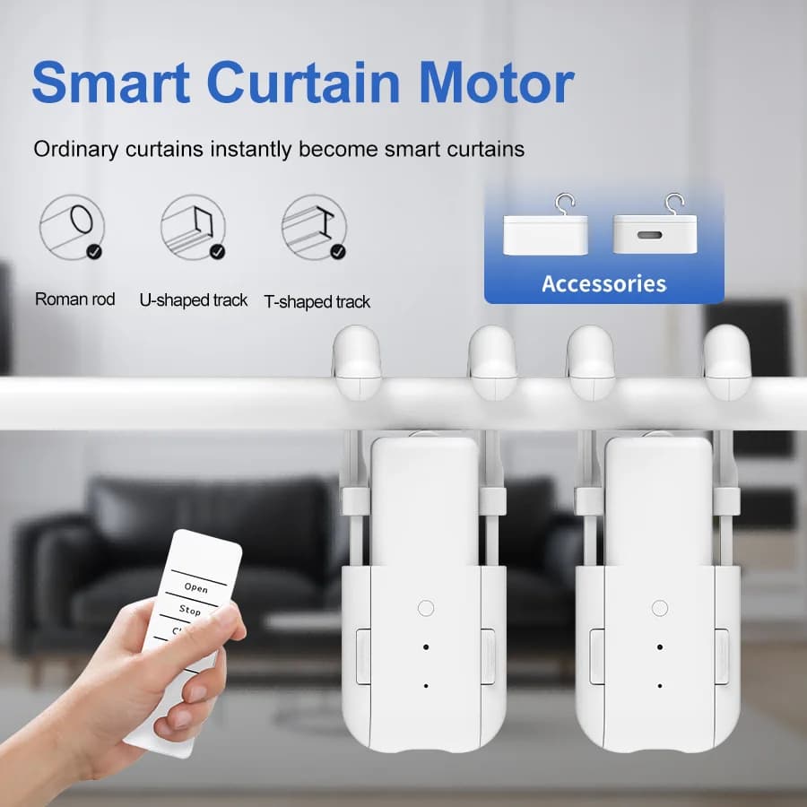 Smart For Home Apri tenda Elettronico 3in1Track Motore per tende Robot Controllo remoto dei pulsanti Apri tenda automatico