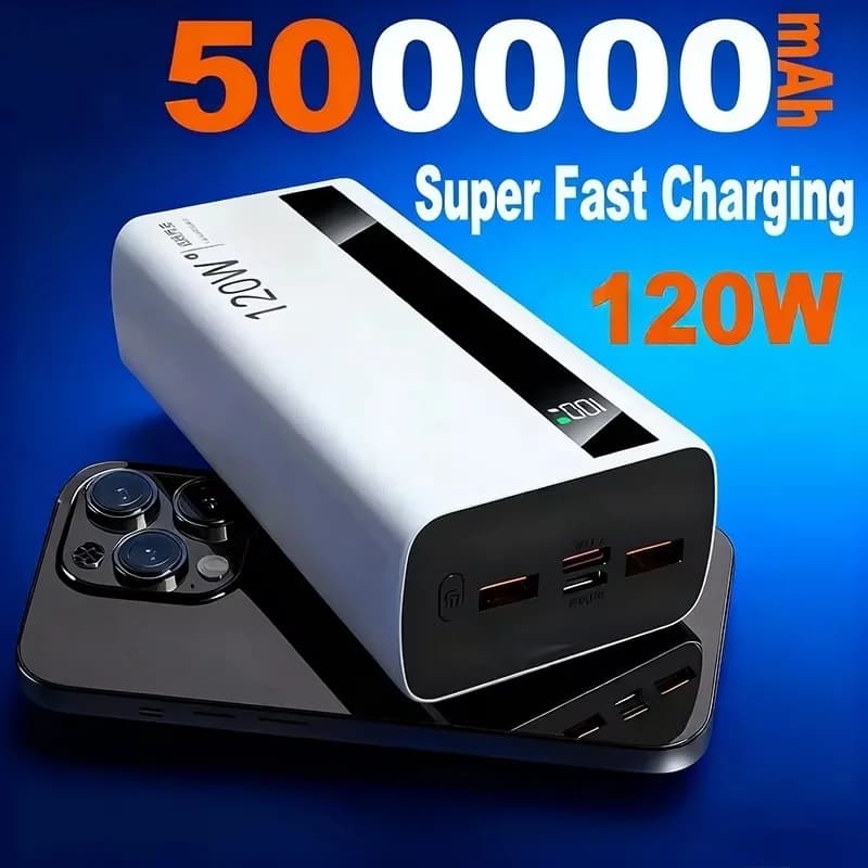 High Capacity Power Bank Portable Charger 500000 mAh Portable Charger with 120 W super fast charging for Samsung Huawei iPhone