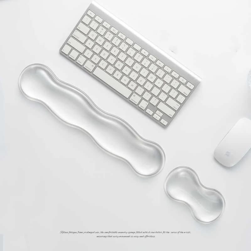 Cuscino per poggiapolsi per tastiera e mouse Cuscino di supporto per polso ergonomico in silicone fresco Base antiscivolo Cuscino di supporto per il polso per ufficio da gioco