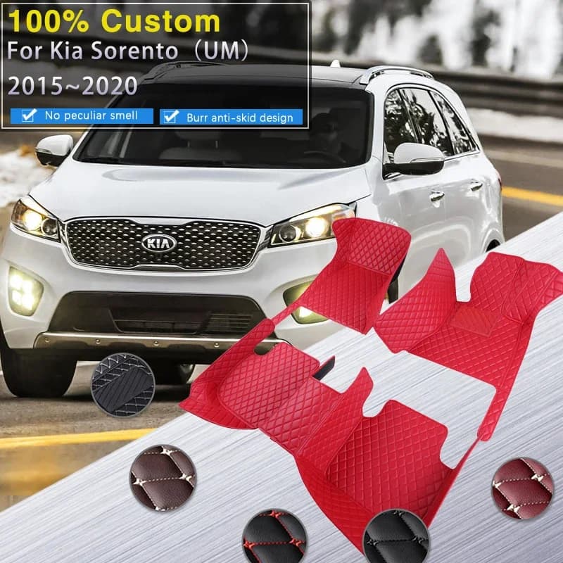 Tappetini per auto 3D per Kia Sorento UM MK3 2015 ~ 2020 Tappetino in pelle di lusso Tappeti durevoli Tappeto Set completo Anti Dirty Pad Accessori per auto