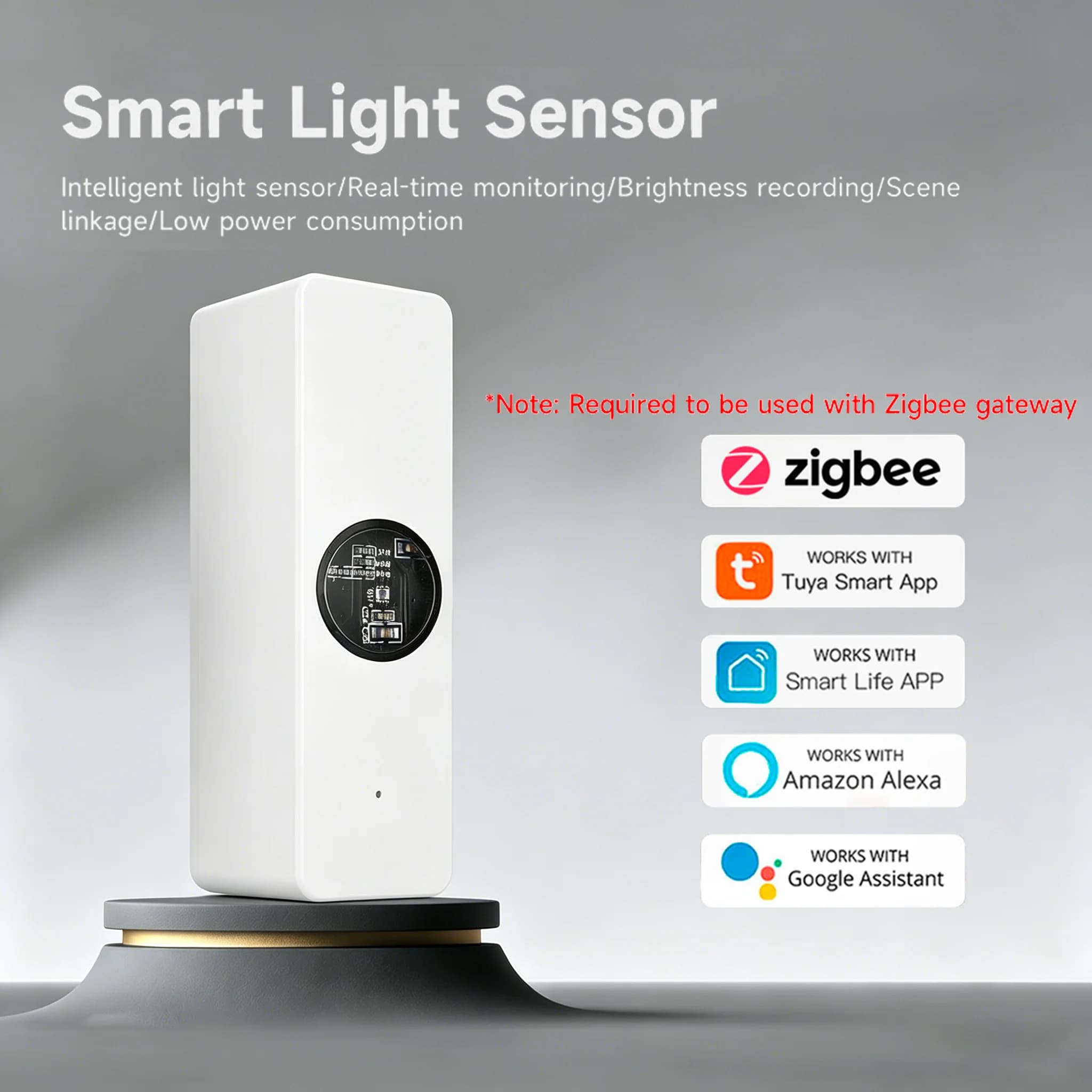 Tuya Zigbee Luminance Light Sensor Smart Life Real-time Brightness Monitor Scene Linkage Works with Alexa Google Home Need Zigbe