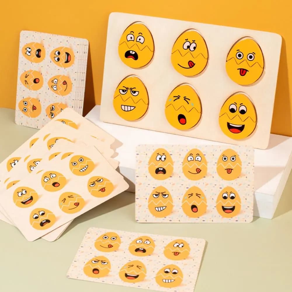 Educazione della prima infanzia Puzzle per emozioni per bambini Gioco di puzzle Espressione in legno Scheda di abbinamento Giocattoli parrocchiali Montessori