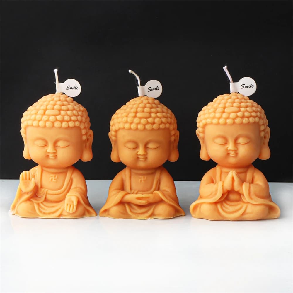 Stampo in silicone per candela di Buddha 3D fai da te preghiera statua di Buddha candela in gesso resina creazione di stampi decorazione religiosa regali artigianali