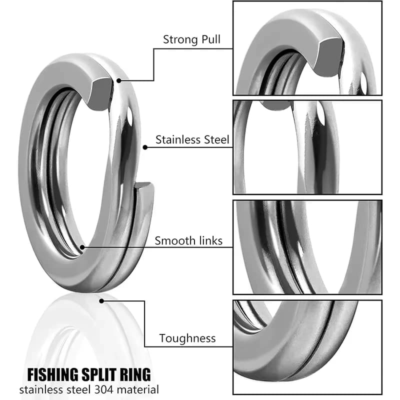 5 Size Stainless Steel Fishing Split Rings High Strength Large Tensile Force Lure Connector Loop Set 200/250PCS For Tackle Box