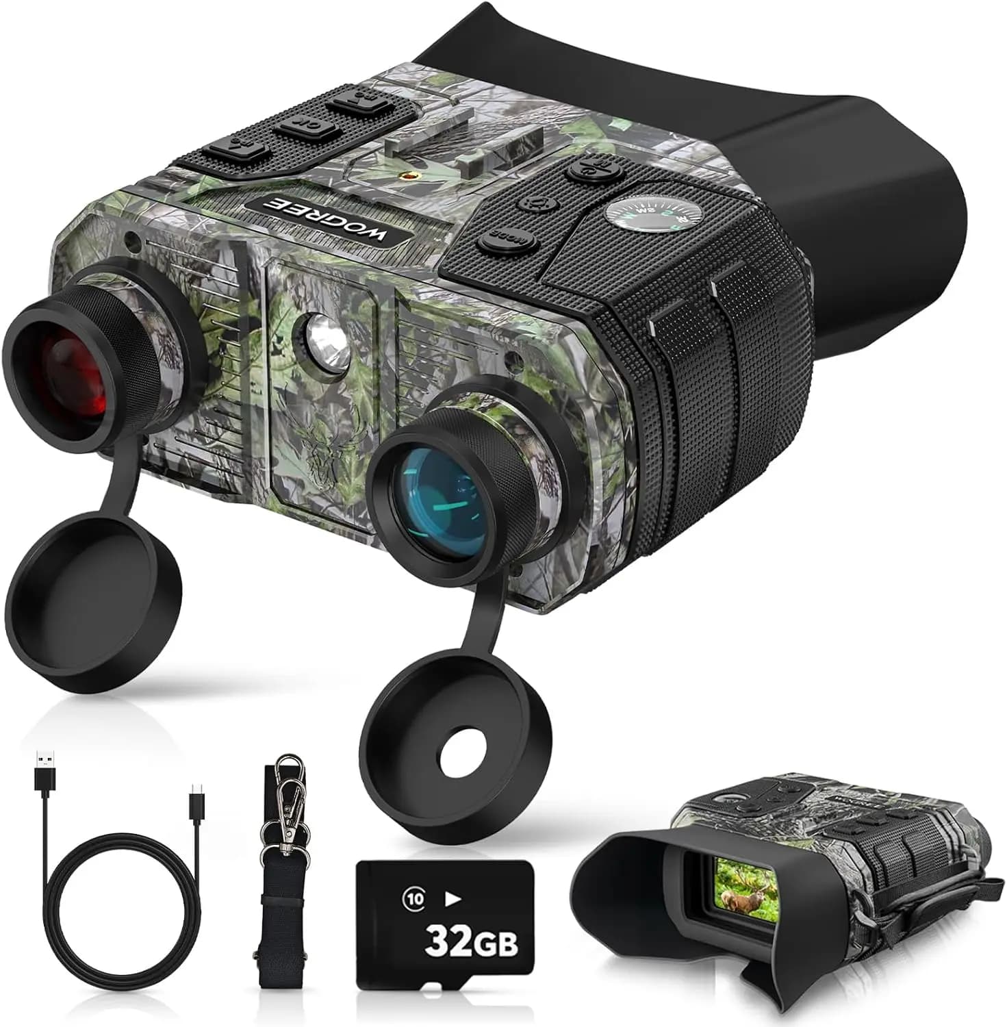 Visore Notturno 4K, Binocolo per Visione Notturna per Adulti, 36MP, Portata 1300FT, Zoom Digitale 8X, Torcia, Bussola, Batteria 5000mAh