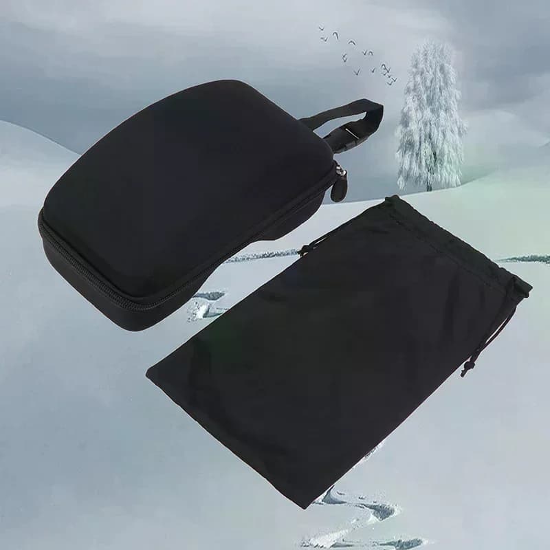 Custodia Protettiva per Occhiali da Sci, Astuccio Rigido Antiurto per Occhiali da Sci, Borsa in Nylon Nero per Conservare gli Occhiali da Sci