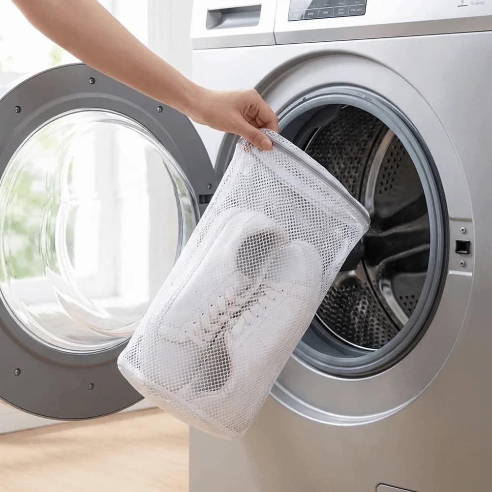 2PCS Honeycomb Mesh Shoe Washing Bags Anti-Deformation Polyester Laundry Shoes Protector with Zipper Washing Machine Shoe Bag