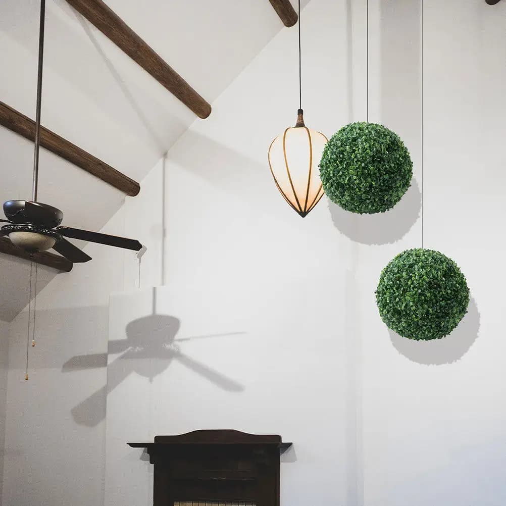 2Pcs Artificial Topiary Ball Realistic Green Grass Plant Decor Hanging Ceiling Wall Garden Outdoor Patio DIY Wedding Home Living
