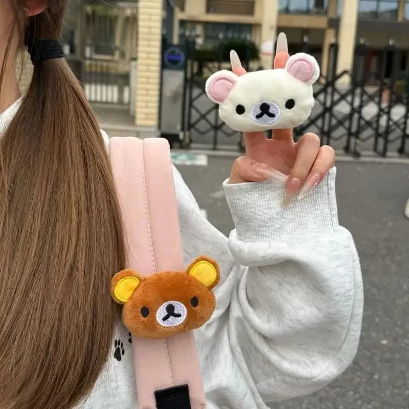 Nuovo Accessorio Decorativo per Zaino Rilakkuma, Orsetto Korilakkuma in Peluche con Velcro per Bambini e Studenti