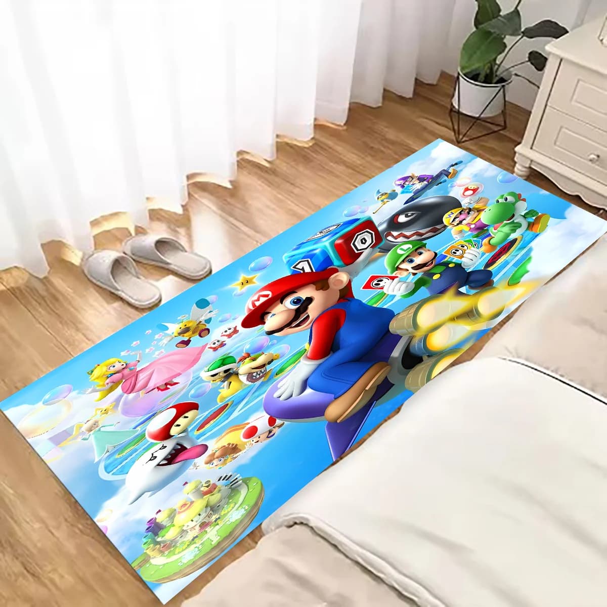Cartoon S-Super M-Mario Bros Gioco Tappeto Area Tappeto per Soggiorno Camera da letto per bambini Divano Cucina Corridoio Decor Tappetini antiscivolo per bambini