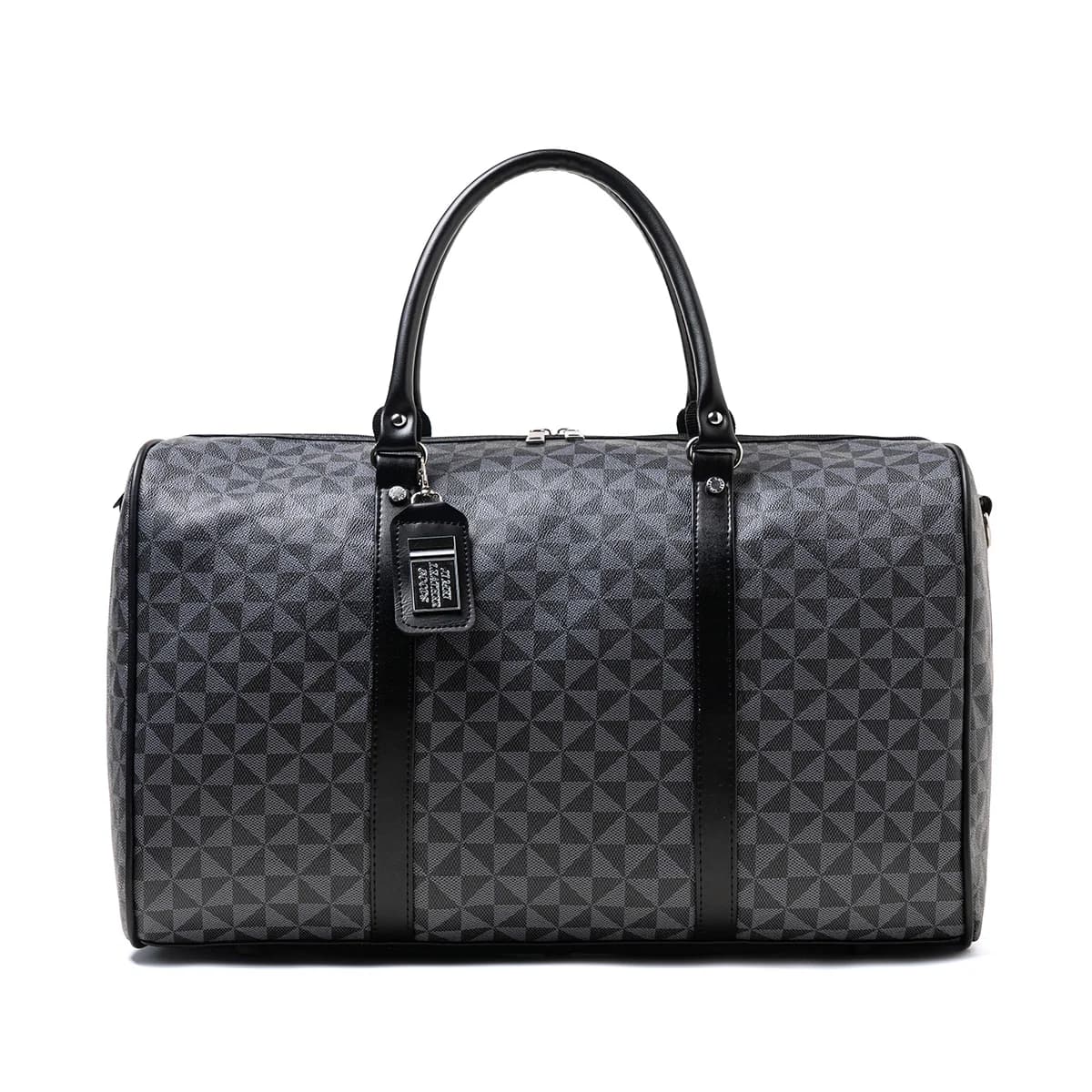 Black Large-Capacity Men's Zipper Travel Bag, with Dual Handles and Wide Shoulder Strap for Cross-Body Wear, Suitable for Travel, Business Trips, Gym Use, and Various Occasions, Featuring a Low-Key and Elegant Circular Pattern, Suitable for All Seasons, Practical and Versatile, Can Be Carried on the Plane, Holds Clothes, Computer, Water Bottle, Shoes