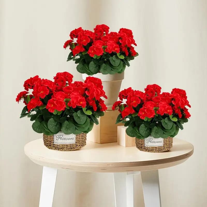 10 Pezzi Bouquet di Gerani e Ortensie Artificiali in Seta, Fiori Finti per Decorazione Soggiorno, Pianta di Begonia Gialla Simulata